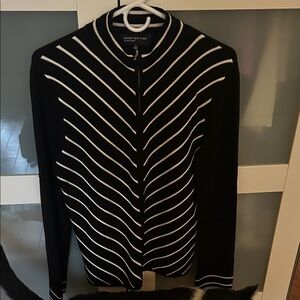 Jones New York Black and White Chevron Women's Cardigan